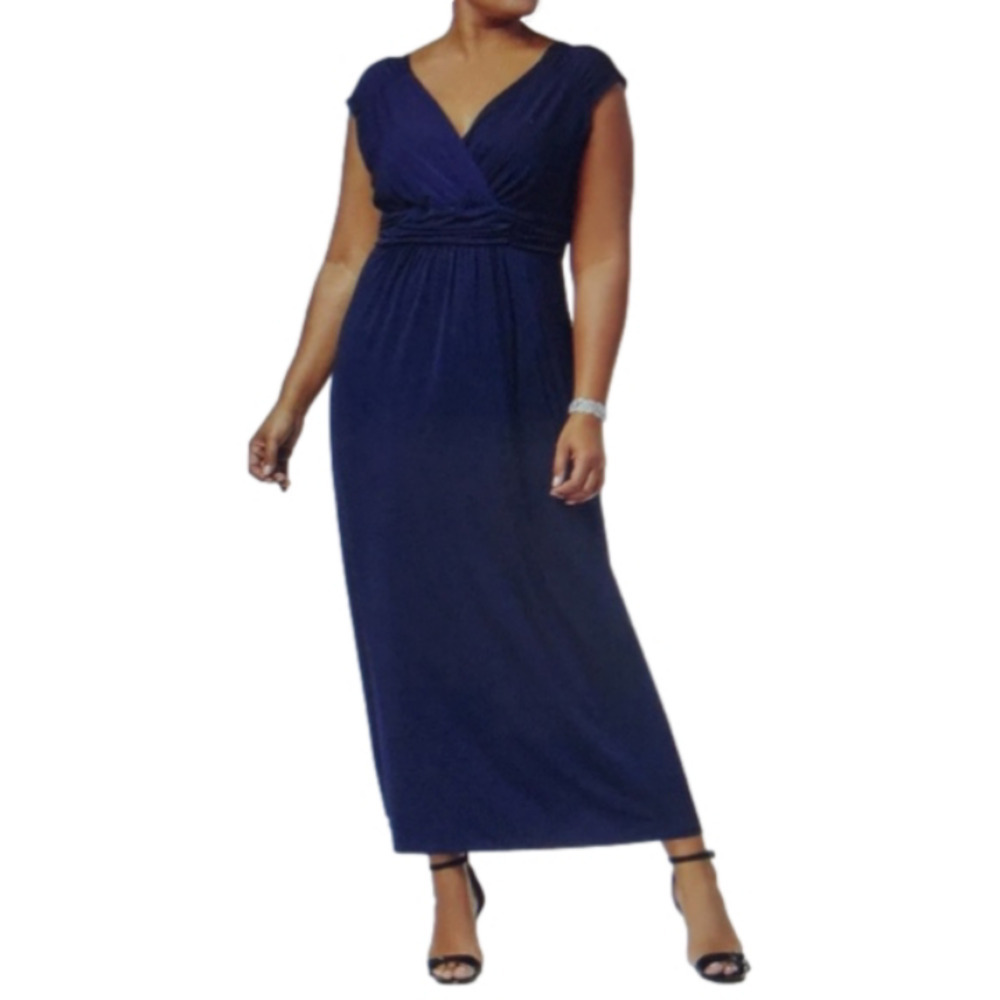 NWT NY COLLECTION NAVY BLUE MAXI DRESS 2X